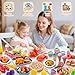 Juboury Pretend Play Food Set for Toddlers Cutting Toy Food with Storage Bag Stainless Steel Tray and Plates Food Toys with Veggies Fruits Dessert Pizza Toy Play Kitchen Accessories for Kids - Image 4