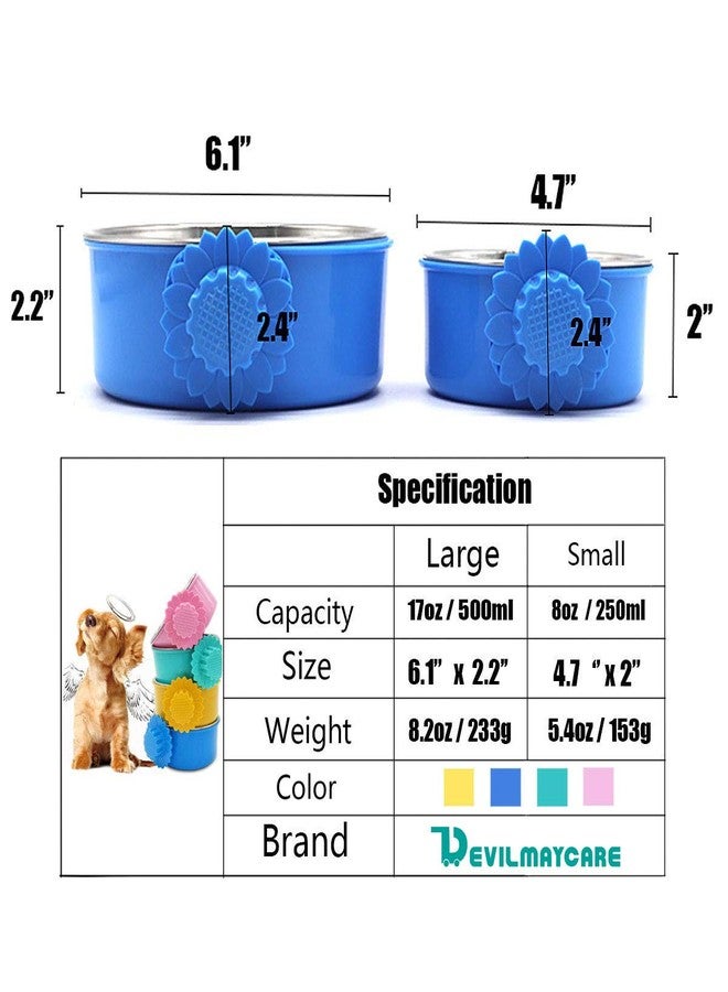 DEVILMAYCARE Pet Feeder Dog Bowl Stainless Steel Food Hanging Bowl Crates Cages Dog Parrot Bird Pet Drink Water Bowl Dish Accessory (L: 6''x2.2'', Pink) - Image 2