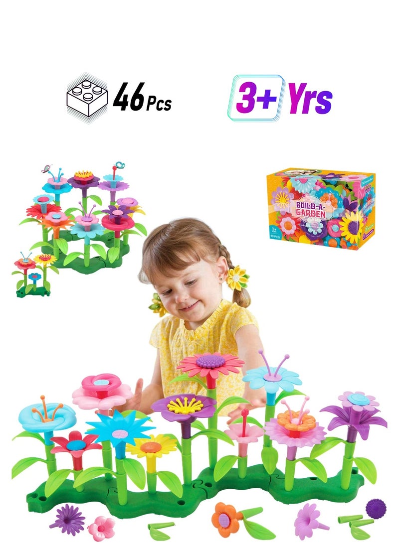 Excefore Flower Garden Building Set, 46 PCS Flower Garden Building Toys for Girls, STEM Gardening Pretend Play Set, Stacking Game for Toddlers and Preschoolers, Ages 3-8 Years  - Image 1