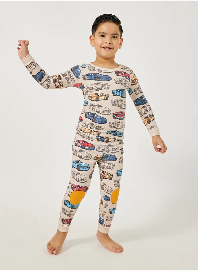 ستايلي Graphic Print Round Neck T-Shirt and Shorts Pyjama Set