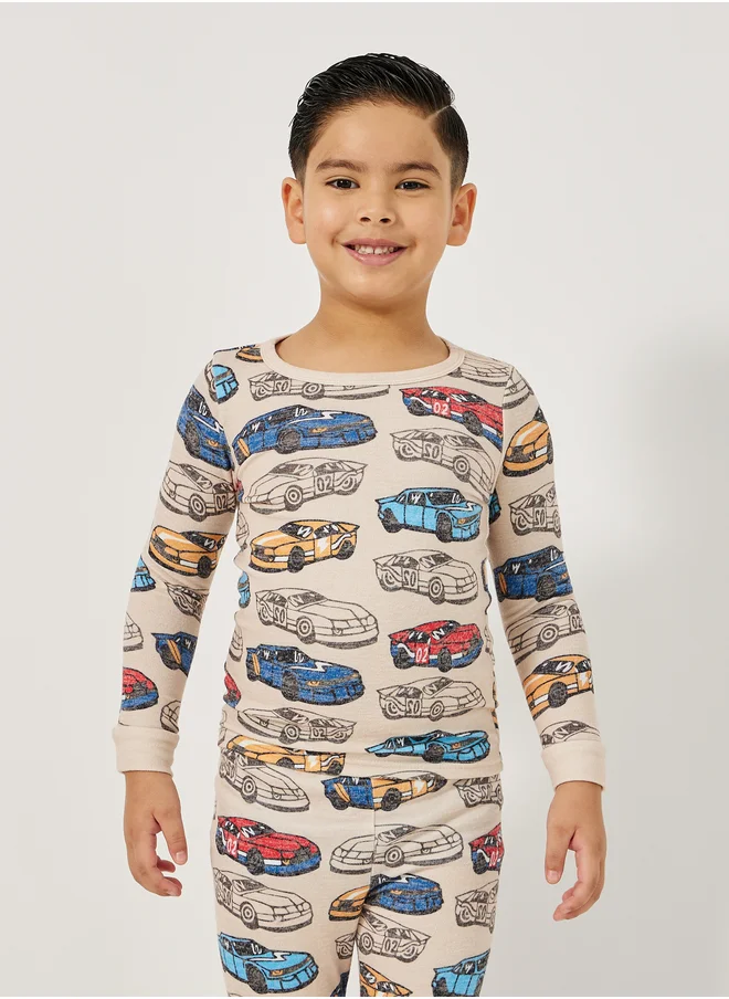 ستايلي Graphic Print Round Neck T-Shirt and Shorts Pyjama Set