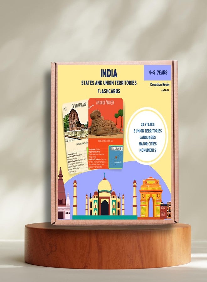 EKDALI India States and Capital Flashcards | All India States & Union Territories Flashcards Covered - 32 Thick Tear Resistant Flashcards - Image 3