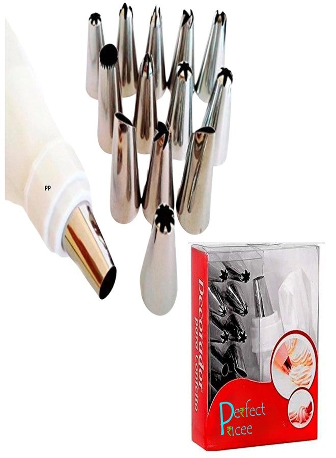 Perfect Pricee 12 Piece Cake Decorating Set Frosting Icing Piping Bag Tips with Steel Nozzles - Image 1