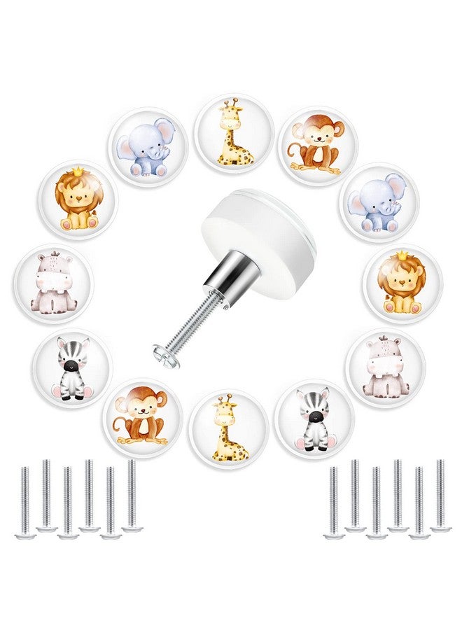 Fumete 12 Set Animal Silicone Drawer Knob, Round Cabinet Drawer Knobs Screws for Kids Dresser Nursery Closet Kitchen Cabinet - Image 1