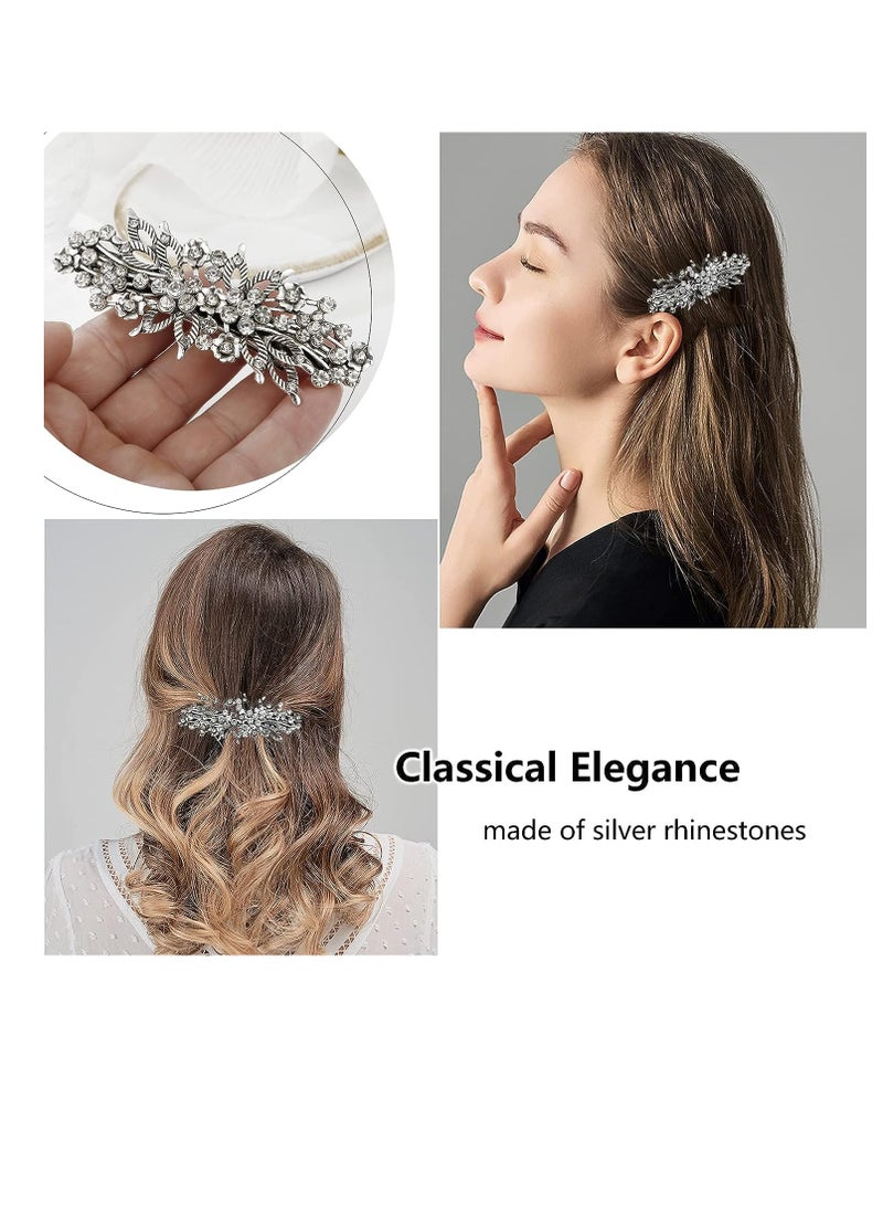 SYOSI Hair Clips with Exquisite Rhinestone and Pearl  - Set of 3 | Elegant Hair Accessories for Women | Rhinestone Silve Barrette for Bridal, Wedding Special Occasions - Image 3