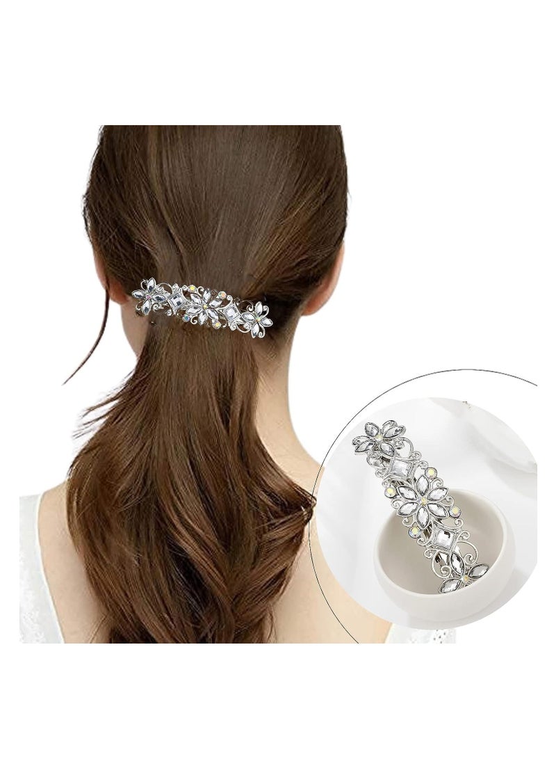 SYOSI Hair Clips with Exquisite Rhinestone and Pearl  - Set of 3 | Elegant Hair Accessories for Women | Rhinestone Silve Barrette for Bridal, Wedding Special Occasions - Image 2