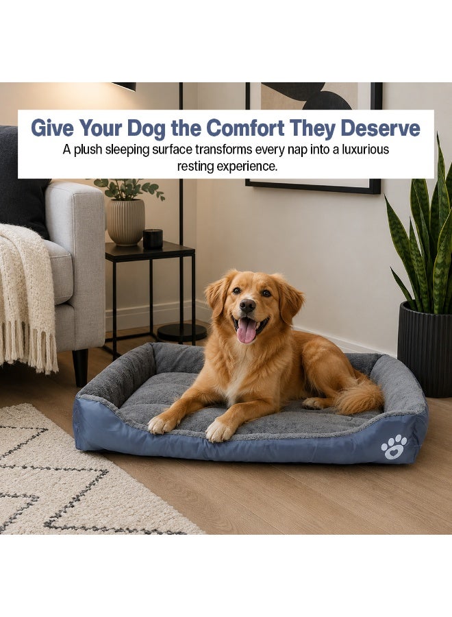 NNC PETS Dog bed with Raised bolster sides, Soft plush interior, and Non-slip bottom, Orthopedic dog bed for Medium & Large dogs, durable, comfortable dog sleeping bed, Easy to clean, 90 cm (Grey) - Image 4