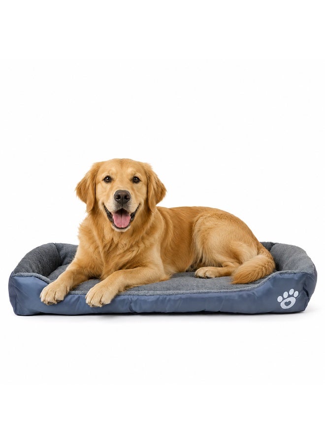 NNC PETS Dog bed with Raised bolster sides, Soft plush interior, and Non-slip bottom, Orthopedic dog bed for Medium & Large dogs, durable, comfortable dog sleeping bed, Easy to clean, 90 cm (Grey) - Image 1