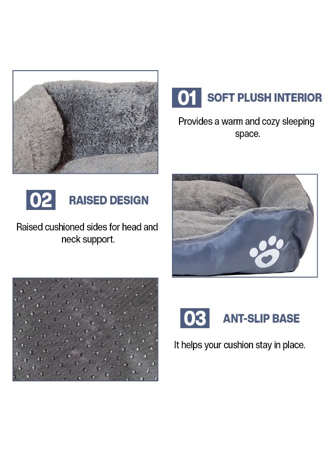 NNC PETS Dog bed with Raised bolster sides, Soft plush interior, and Non-slip bottom, Orthopedic dog bed for Medium & Large dogs, durable, comfortable dog sleeping bed, Easy to clean, 90 cm (Grey) - Image 3