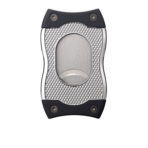 Colibri Premium SV-Cut 2 in 1 Cigar Cutter - Ergonomic Stainless Steel V-Cut and Straight Cut Style Spring-Loaded Blade, Ideal for up to 60+ Ring Gauge - Gift for Cigar Enthusiasts (Chrome & Black) - Image 2