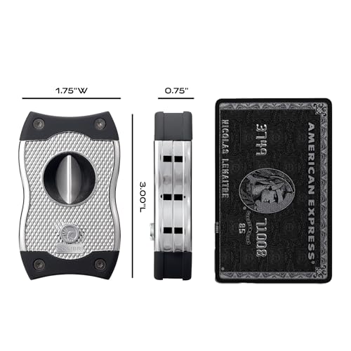 Colibri Premium SV-Cut 2 in 1 Cigar Cutter - Ergonomic Stainless Steel V-Cut and Straight Cut Style Spring-Loaded Blade, Ideal for up to 60+ Ring Gauge - Gift for Cigar Enthusiasts (Chrome & Black) - Image 3