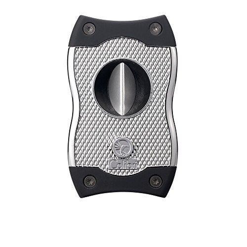 Colibri Premium SV-Cut 2 in 1 Cigar Cutter - Ergonomic Stainless Steel V-Cut and Straight Cut Style Spring-Loaded Blade, Ideal for up to 60+ Ring Gauge - Gift for Cigar Enthusiasts (Chrome & Black) - Image 1