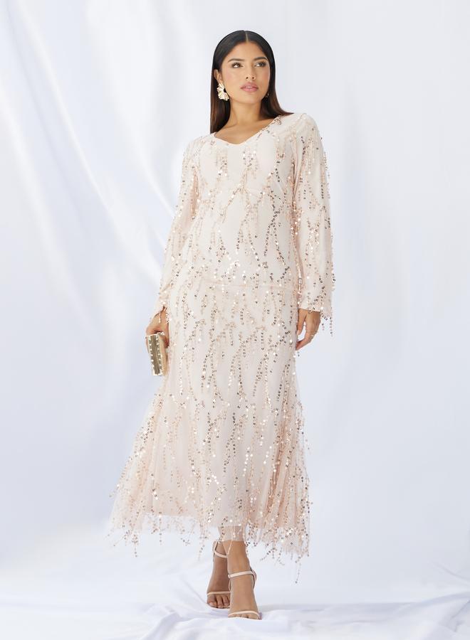 Styli Sequin Embellished Long Sleeves Mermaid Maxi Dress - Image 2