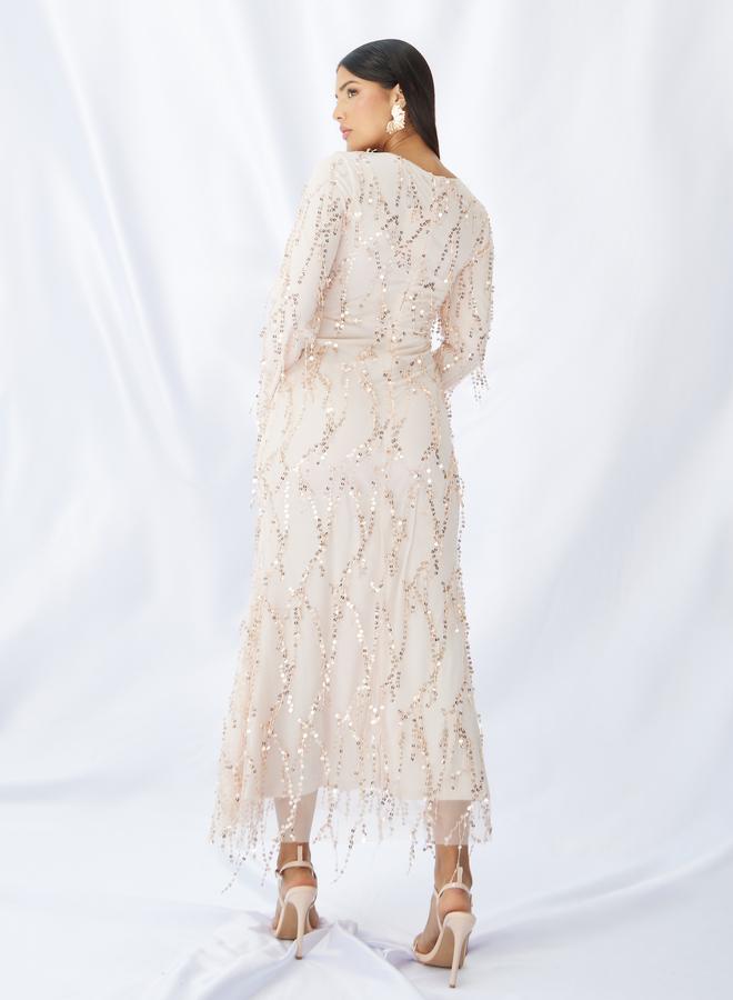 Styli Sequin Embellished Long Sleeves Mermaid Maxi Dress - Image 5