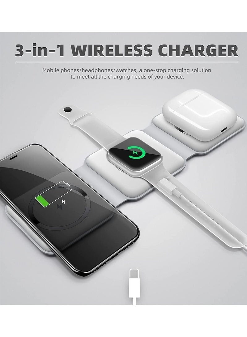 3 in 1 Wireless Charger,Magnetic Foldable Charging Station,Fast Wireless Charging Pad (WHITE) - Image 2