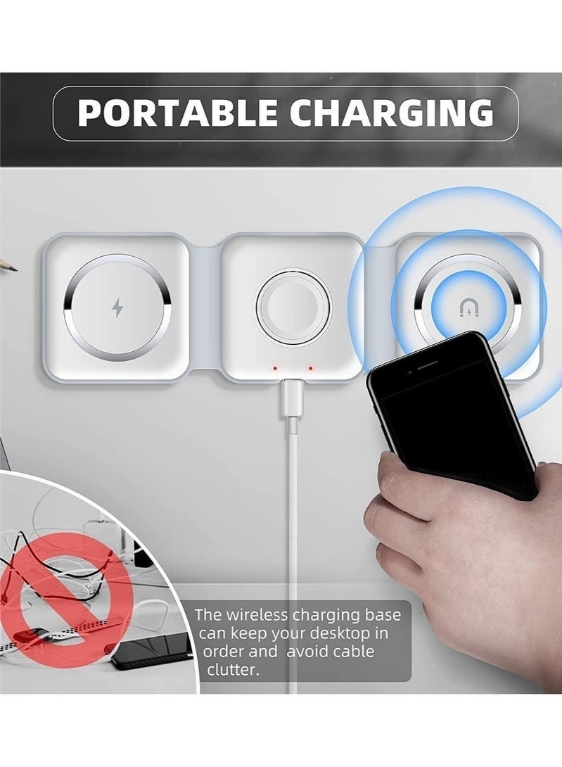 3 in 1 Wireless Charger,Magnetic Foldable Charging Station,Fast Wireless Charging Pad (WHITE) - Image 4