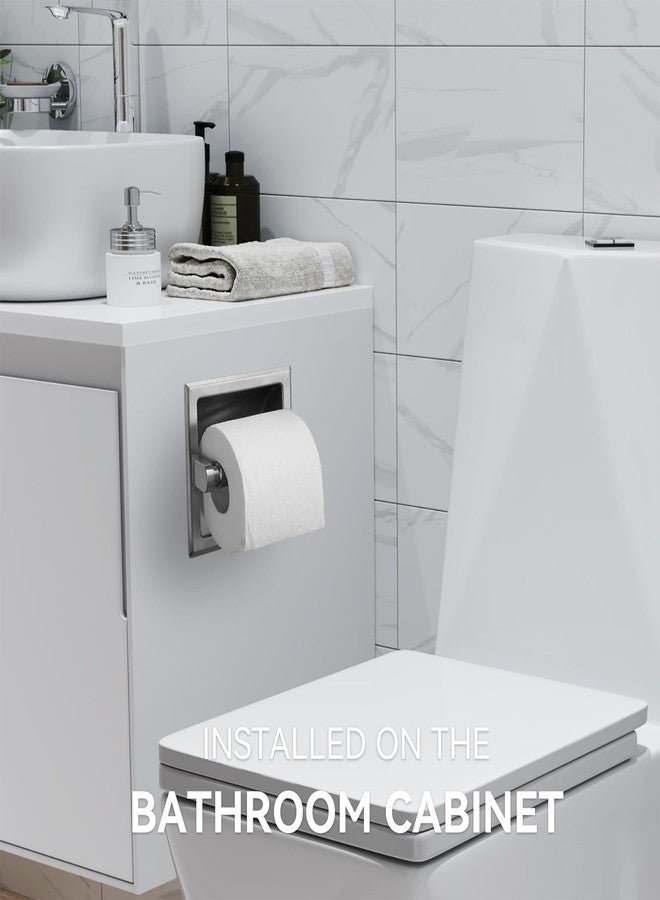 JunSun Recessed Toilet Paper Holder Brushed Nickel Stainless Steel Toilet Paper Roll Holder Tissue Holder Modern Tissue Roll Holder 6" X 6" Square Jumbo Mega Roll Holder Rear Mounting Bracket Included - Image 3