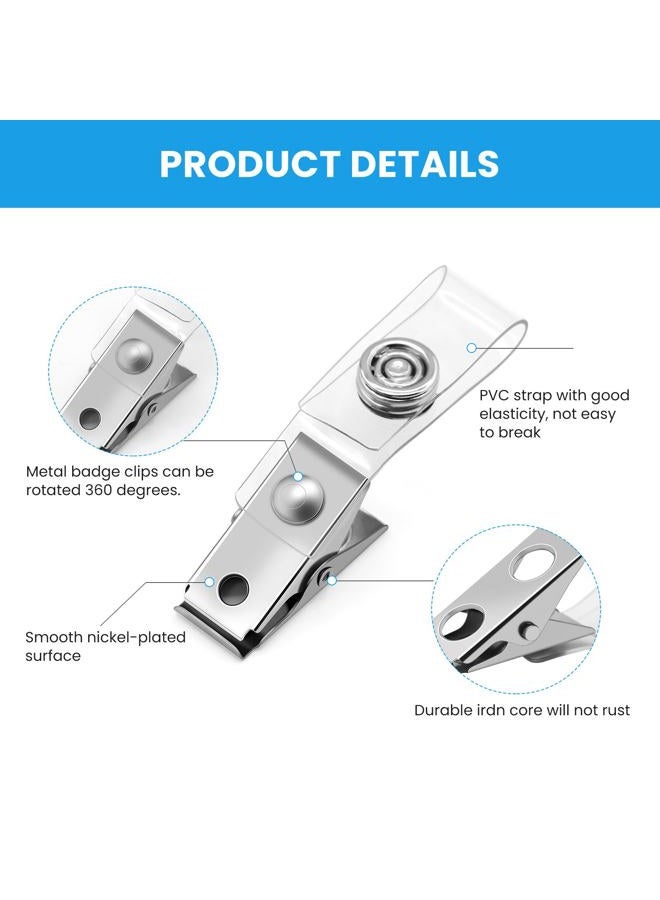 Easytle Metal Badge Clips with Clear PVC Straps for ID Cards and Badge Holders - Image 3