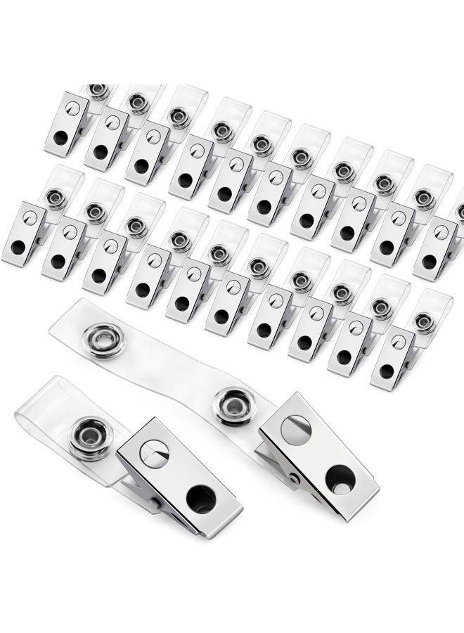 Easytle Metal Badge Clips with Clear PVC Straps for ID Cards and Badge Holders - Image 1