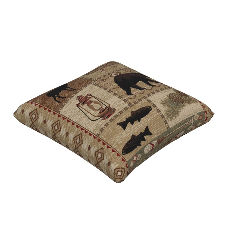 DATANSEN Set of 2 Square 18x18 inch Retro Brown Throw Pillow Covers Rustic Lodge Decorative Throw Pillowcase for Home Sofa Thick Cotton Linen Cushion Cases (45x45 cm) Oil Lantern - Image 2