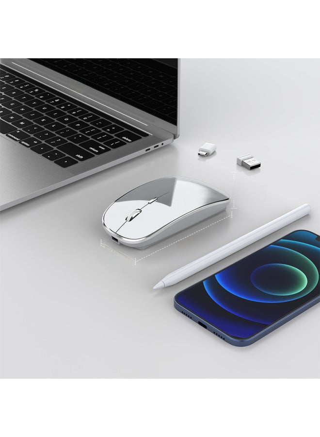ماوس لاسلكي Spot Type-c + جهاز استقبال مزدوج 2.4G للشحن كتم الصوت التجارة الإلكترونية اللون: أبيض - Image 5