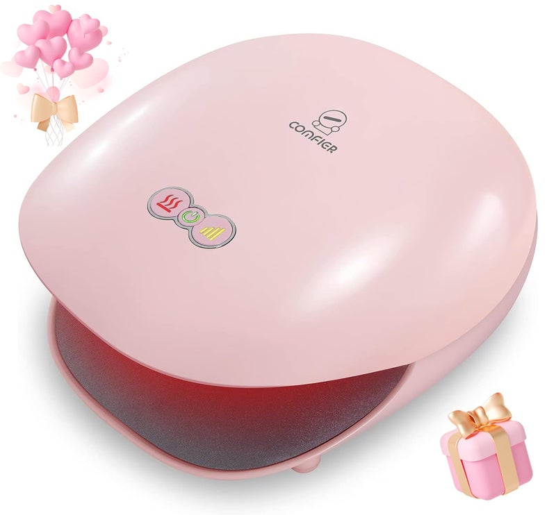 COMFIER مدلك يد لاسلكي من كومفير مع حرارة - 3 مستويات ضغط وتسخين، آلة تدليك يد قابلة للشحن لمتلازمة النفق الرسغي، هدايا مثالية للنساء (وردي بتلة) - Image 1