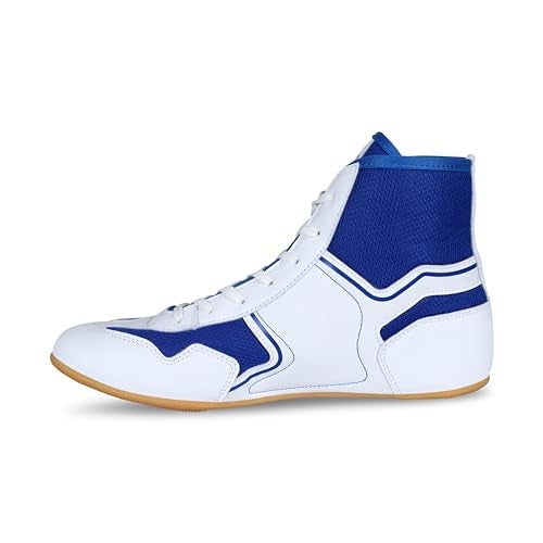 Aivin Pro Kabaddi League Shoes for Men I Mesh & Synthetic Upper| Rubber Outsole for Better Grip (White/Blue, UK Footwear Size System, Adult, Men, Numeric, Medium, 10) - Image 1