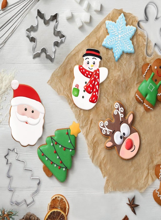 FUSOTO 6PCS Christmas Cookie Cutters, Holiday Xmas Cookie Cutters Christmas Shapes - Gingerbread Man, Snowflake, Snowman, Christmas Tree, Reindeer, Santa Face for Cookie Baking - Image 5