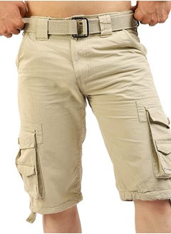 FJACKETS Cargo Shorts Beige Mens Shorts for Casual Wear - Multi Pockets Clothing Bike Shorts - Ideal Cruise and Vacation Essentials  - Image 1