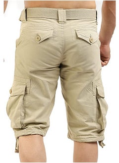 FJACKETS Cargo Shorts Beige Mens Shorts for Casual Wear - Multi Pockets Clothing Bike Shorts - Ideal Cruise and Vacation Essentials  - Image 2