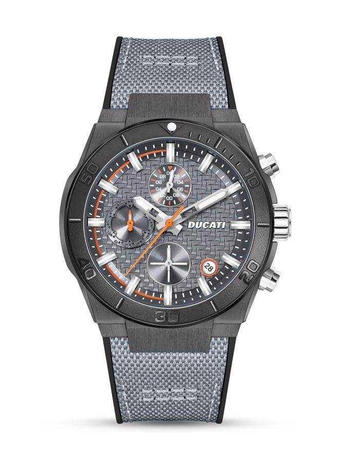 Ducati Gunmetal Dial with Orange Accents Grey Leather Strap Chronograph Watch 43.5mm - Image 1