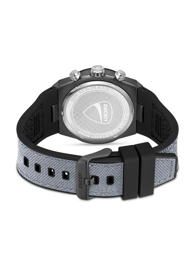 Ducati Gunmetal Dial with Orange Accents Grey Leather Strap Chronograph Watch 43.5mm - Image 3