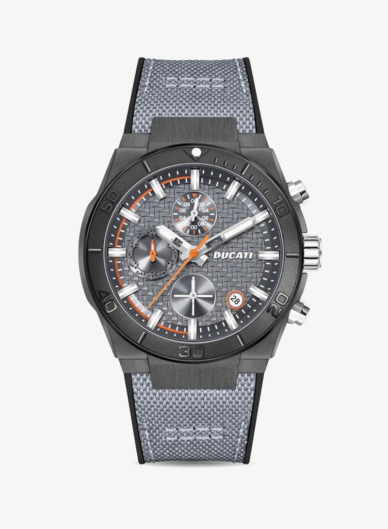 Ducati Gunmetal Dial with Orange Accents Grey Leather Strap Chronograph Watch 43.5mm - Image 1