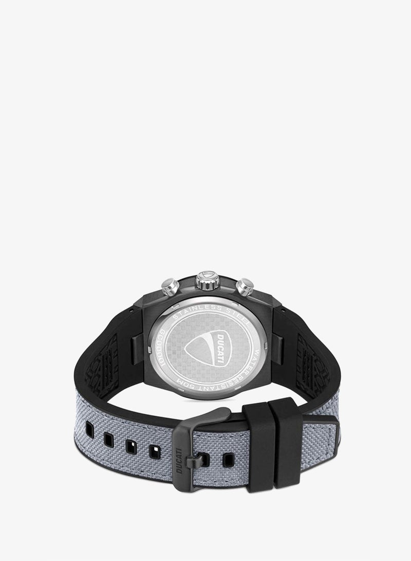 Ducati Gunmetal Dial with Orange Accents Grey Leather Strap Chronograph Watch 43.5mm - Image 3