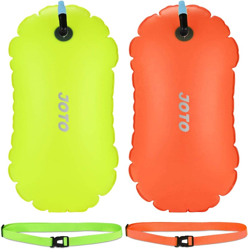 JOTO 2 Pack Swim Buoy Float for Open Water Swimming Belt Bubble Safety Float with Adjustable Waist Snorkeling Swim Training Triathletes Kayaking - Image 1