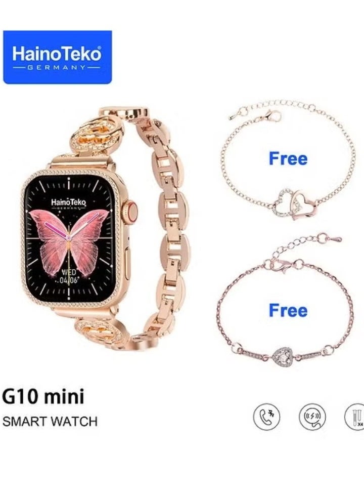 Haino Teko - G10 Mini AMOLED Display Smartwatch for Ladies – Stylish Design with 4 Interchangeable Straps, 2 Elegant Bracelets, Fitness Tracking, and Smart Connectivity - Image 1