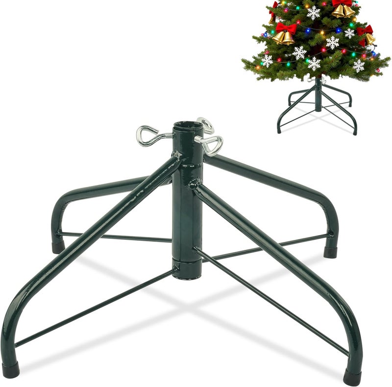 ELFJOY Christmas Tree Stand for 3-6 Ft Artificial Trees 17 Inch Metal Stand Base with Folding Design Fits up to 0.8" Pole (Green) - Image 1