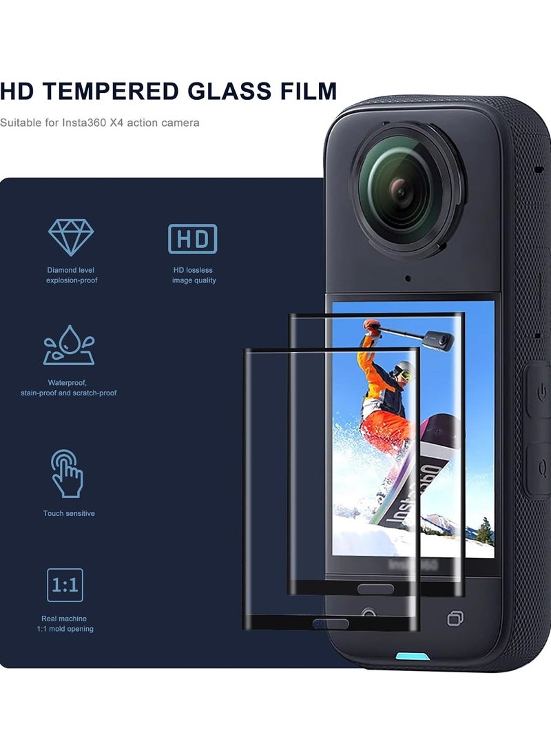 Generic - 2 Pack Tempered Glass Screen Cover for Insta 360 X5/X4 Action Camera Accessories,Ultra HD,9H Hardness,Scratch Resistant - Image 1