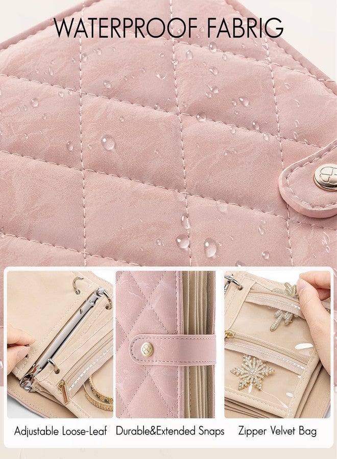 Calyrex Travel Jewelry Storage Book, Women Jewelry Organizer Case Jewelry Storage Book Binder With Zippered Pouch, Leather Jewelry Binder Organizer For Earring Necklace Ring - Image 4