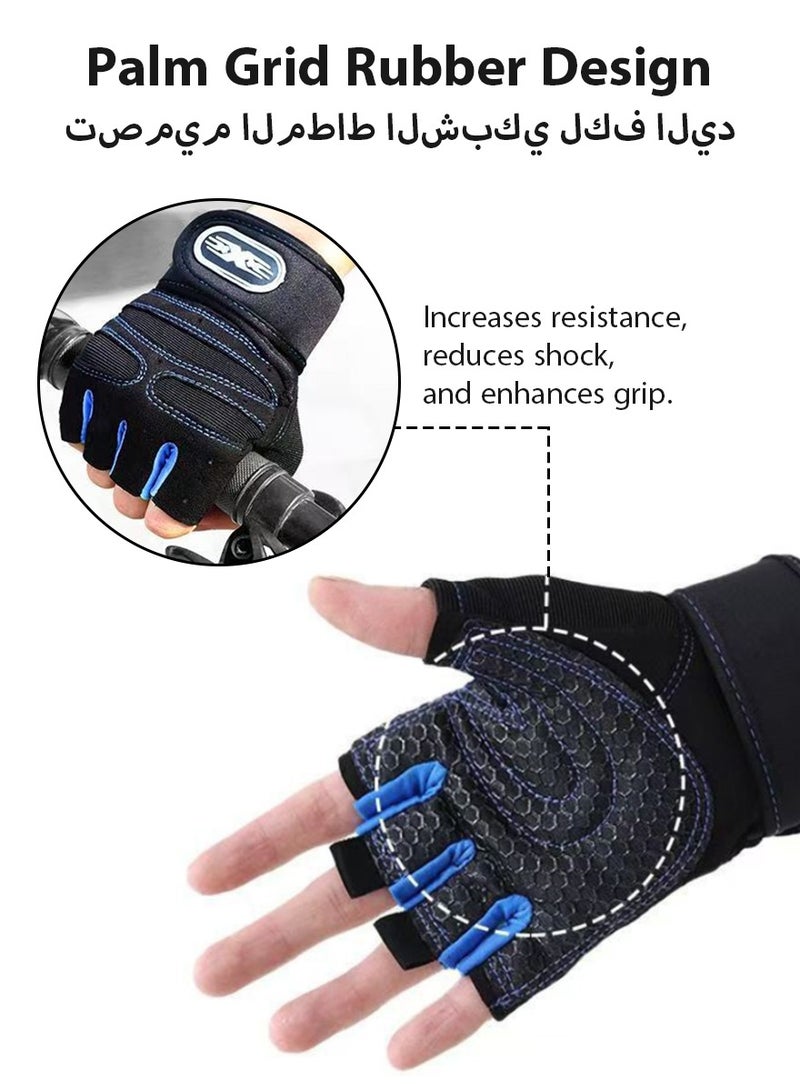 DPTER Weightlifting Gym Gloves, Workout Gloves with Wrist Wrap Support for Men and Women, Heavyweight Exercise Weight Lifting Gloves Body Building Training Sport Fitness Gloves for Weightlifting, Training, Fitness, Hanging, Pull ups, Blue, M - Image 5