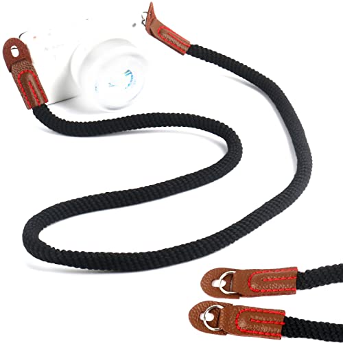 Fotasy Vintage Cotton Camera Straps, Round Cord Camera Belt, Cotton Rope, Shoulder Strap, 103cm, Soft Light Weight Elastic, Neck Strap for Mirrorless Cameras and Compact DSLR,Multi,VCRB - Image 1