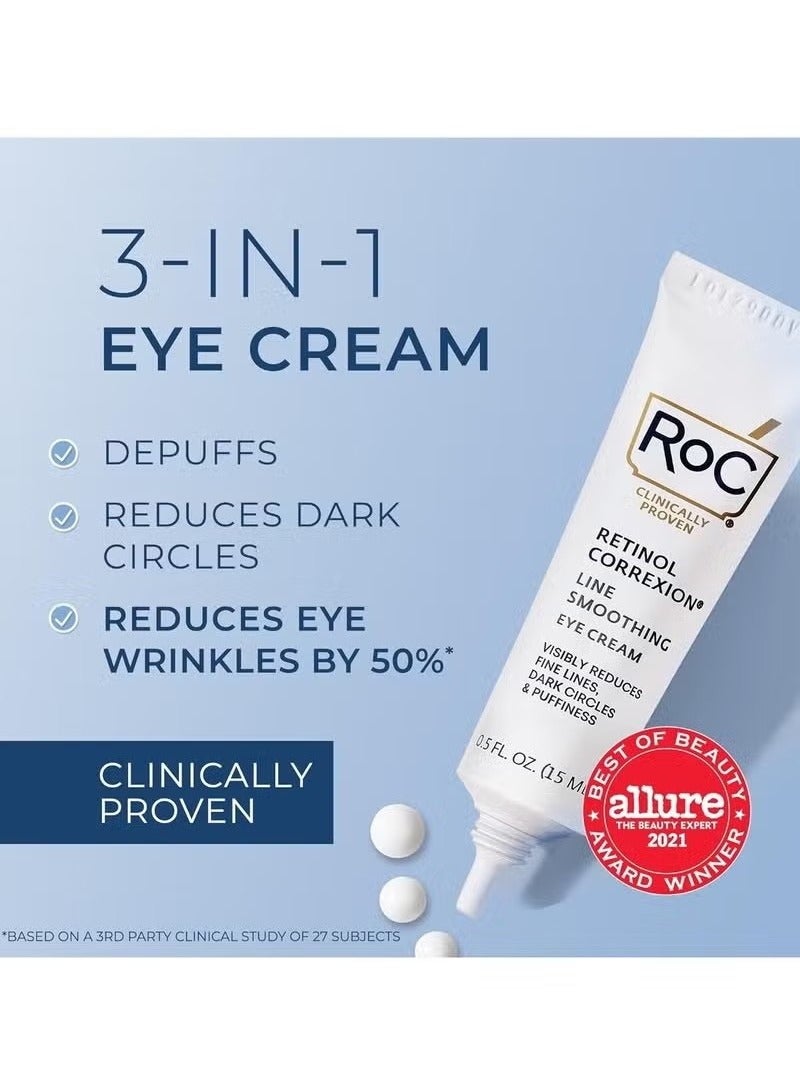 RoC Retinol Correxion Under Eye Cream for Dark Circles & Puffiness, Daily Wrinkle Cream, Anti Aging Line Smoothing Skin Care Treatment for Women and Men, 0.5 oz (Packaging May Vary) - Image 4