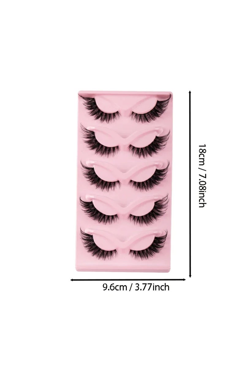 إيروريكس 0.10 مم، 5 أزواج من رموش عين القطة، رموش صناعية طويلة طبيعية تشبه رموش المنك، رموش ذات طرف مجنح لإطالة العين - Image 5