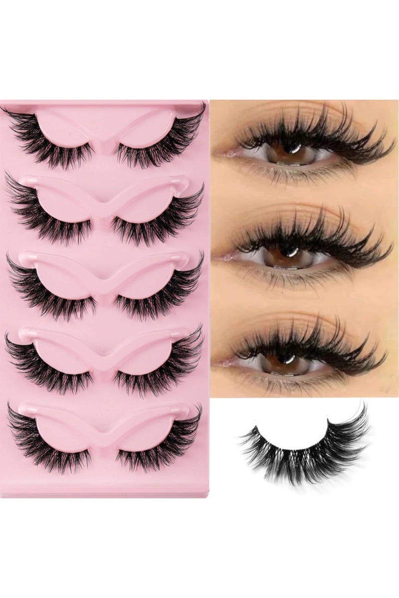 إيروريكس 0.10 مم، 5 أزواج من رموش عين القطة، رموش صناعية طويلة طبيعية تشبه رموش المنك، رموش ذات طرف مجنح لإطالة العين - Image 1
