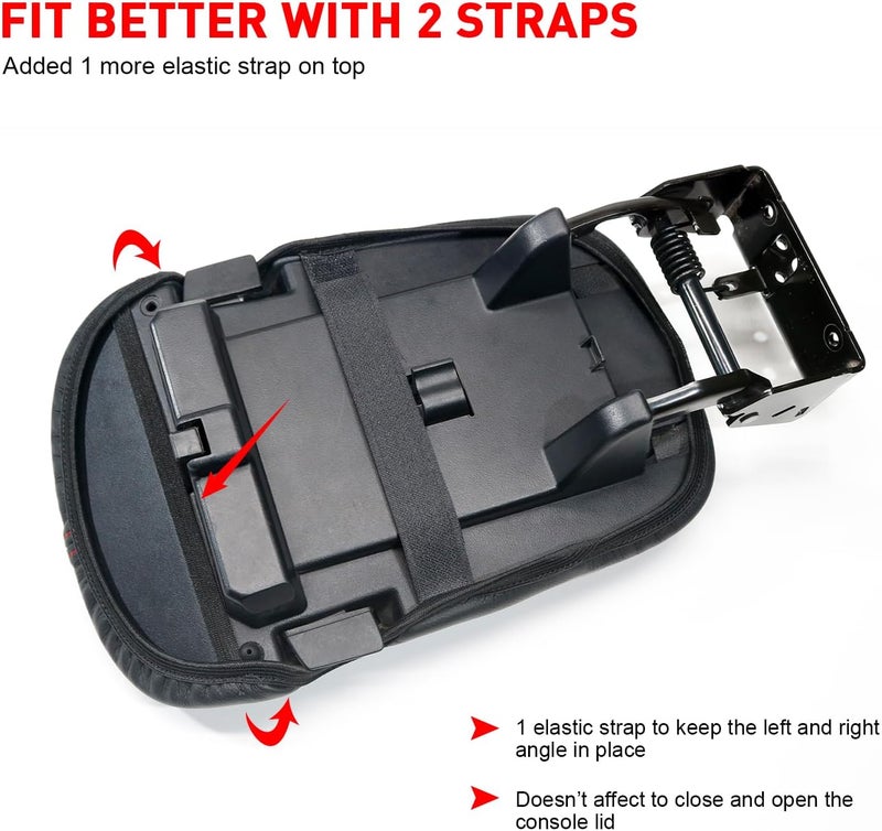 KENTUTO Center Console Cover for Ford Mustang Accessories 2015-2023 2024 Customized Leather Armrest Cover Seat Storage Box Lid Pad Seat Cover (Red Stitches) Multi-demand compliant quality - Image 5