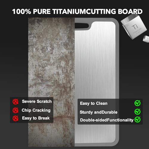 Laokiiy Titanium Cutting Boards For Kitchen, 100% Pure Cut Titanium Cutting Board, Food Grade Quality, Double-Sided Food-Grade Chopping Board Non-Stick Durable and easy to clean14.1X10 - Image 5