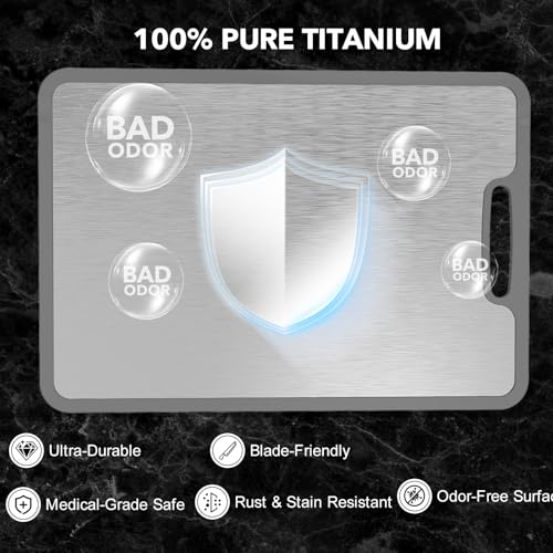 Laokiiy Titanium Cutting Boards For Kitchen, 100% Pure Cut Titanium Cutting Board, Food Grade Quality, Double-Sided Food-Grade Chopping Board Non-Stick Durable and easy to clean14.1X10 - Image 4