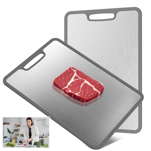 Laokiiy Titanium Cutting Boards For Kitchen, 100% Pure Cut Titanium Cutting Board, Food Grade Quality, Double-Sided Food-Grade Chopping Board Non-Stick Durable and easy to clean14.1X10 - Image 1