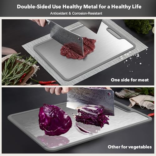 Laokiiy Titanium Cutting Boards For Kitchen, 100% Pure Cut Titanium Cutting Board, Food Grade Quality, Double-Sided Food-Grade Chopping Board Non-Stick Durable and easy to clean14.1X10 - Image 3