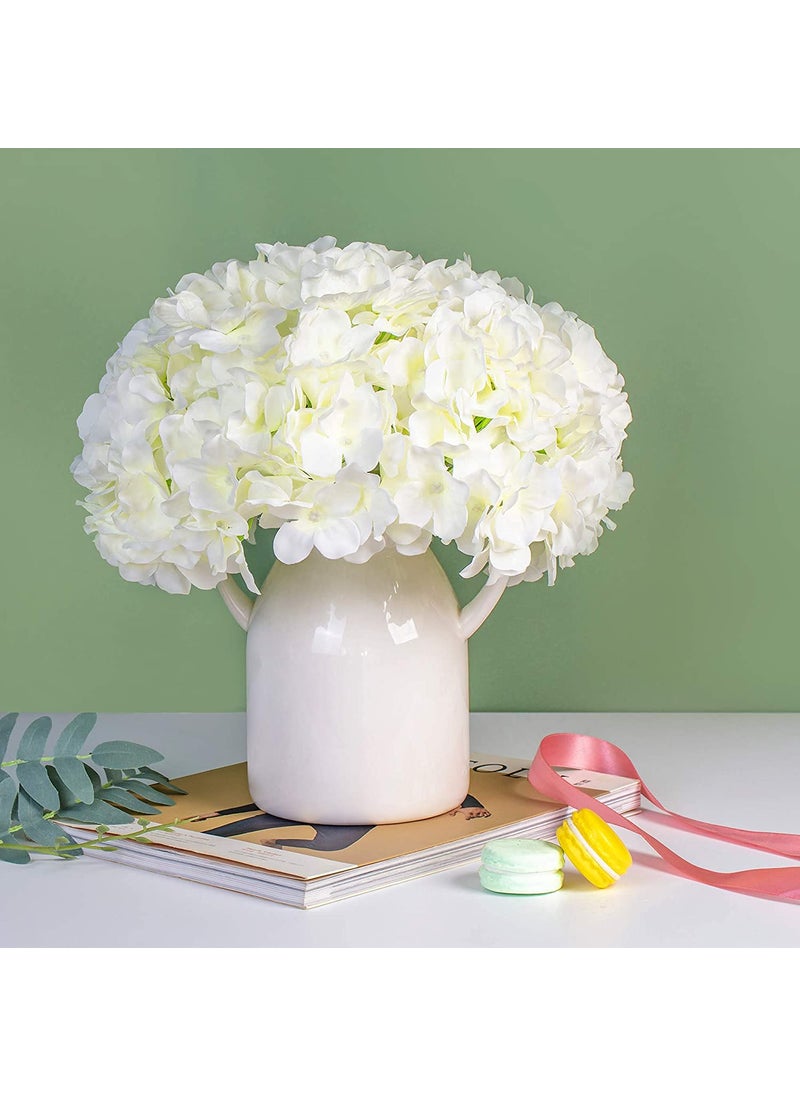 Well Art Gallery WELL ART GALLERY Artificial Hydrangea Flowers 5 Big Heads Bouquet Beautiful Flowers for Office Home Party Decoration White  - Image 1